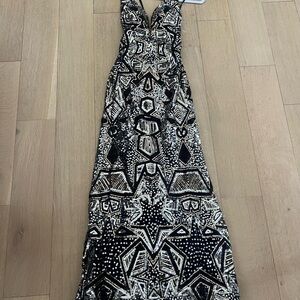 Mori Lee Black Star Sequin Maxi Dress